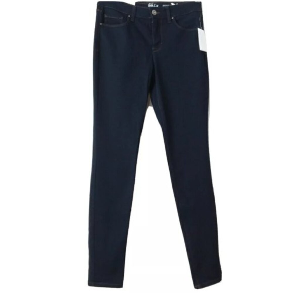 Style & Co Skinny Leg Mid Rise Tummy Control Blue 4 Long - Picture 2 of 9